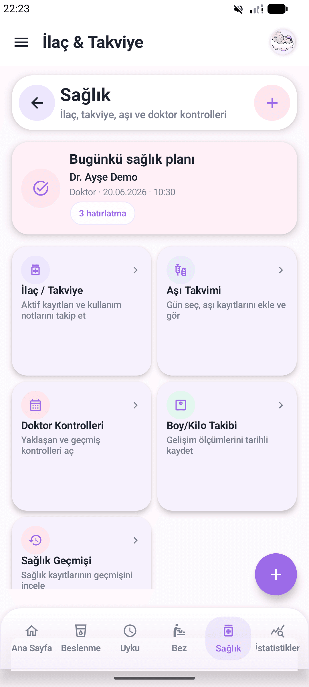 BeTik sağlık ekranı